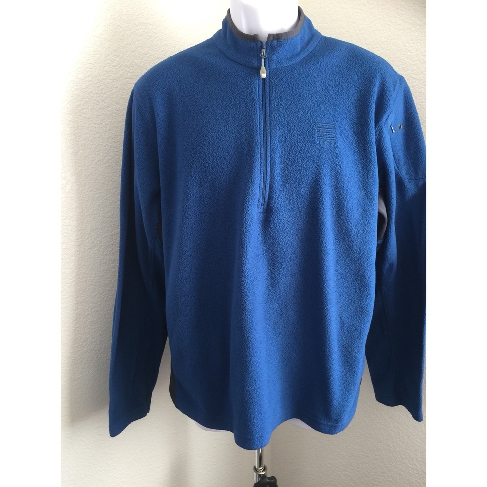 Land's End Men's Fleece Pull over 1/4 Zip Blue with Small tech Pocket Size L